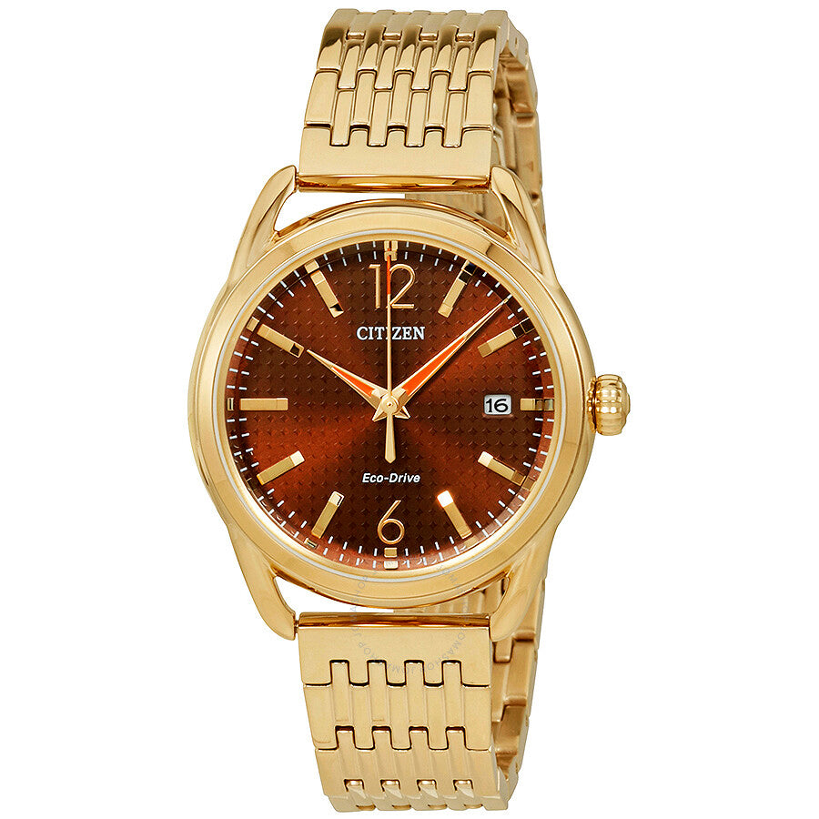 Citizen Eco Drive Bronze Dial Ladies Watch FE6083-56X - The Watches Men & Co