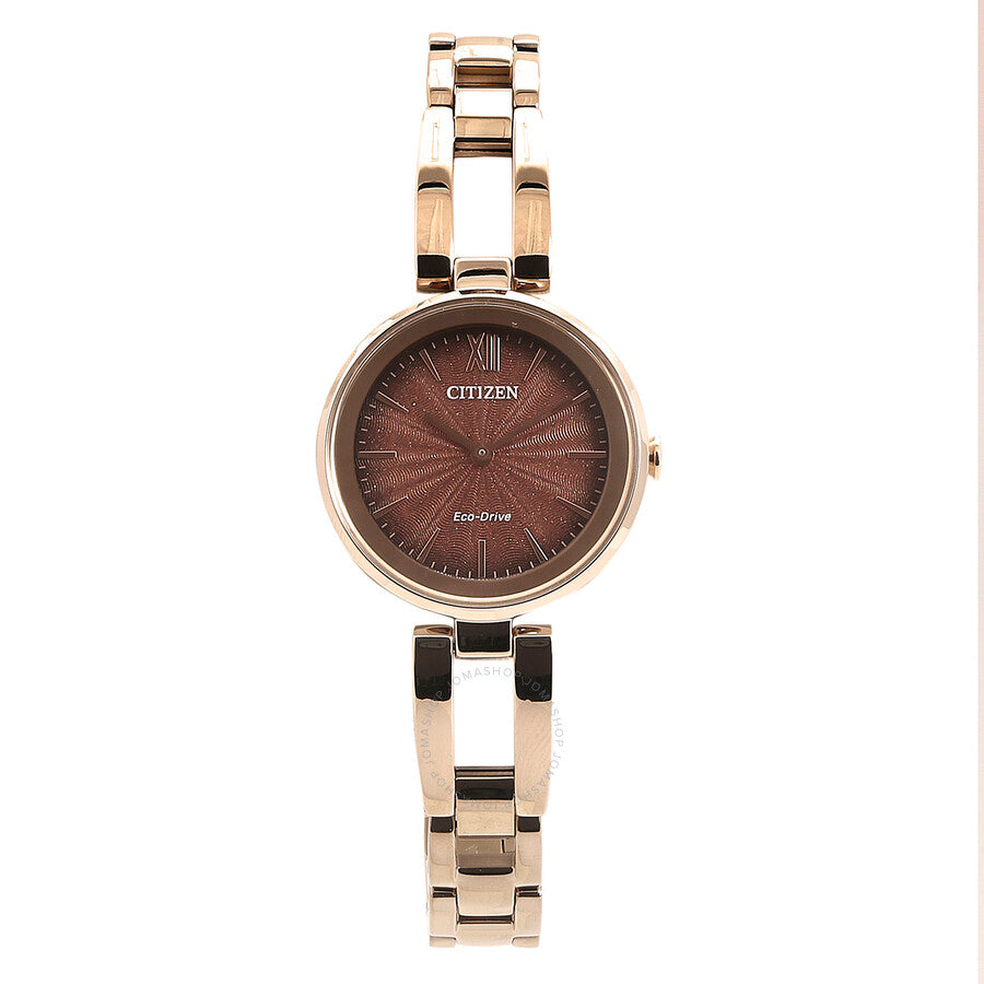 Citizen Eco-Drive Brown Dial Ladies Watch EM0809-83X - The Watches Men & Co