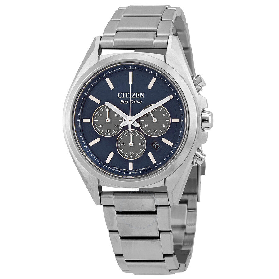 Citizen Eco-Drive Chronograph Blue Dial Titanium Men's Watch CA4390-55L - The Watches Men & Co