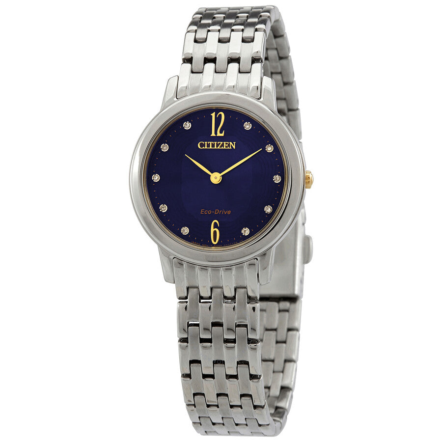 Citizen Eco-Drive Crystal Blue Dial Stainless Steel Ladies Watch EX1498-87L - The Watches Men & Co