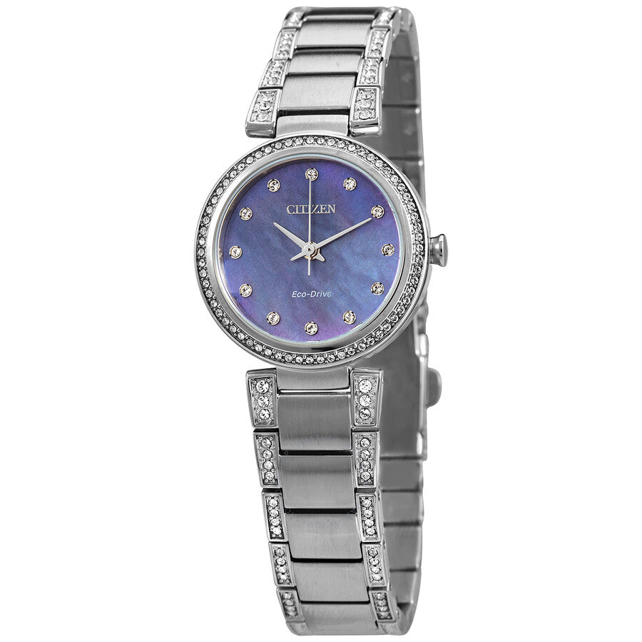 Citizen Eco-Drive Crystal Blue Mother of Pearl Dial Ladies Watch EM0840-59N - The Watches Men & Co