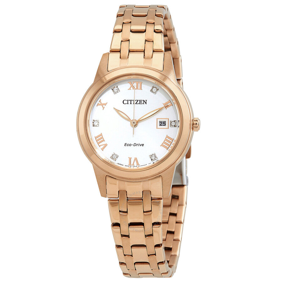 Citizen Eco-Drive Crystal Silver Dial Ladies Watch FE1243-83A - The Watches Men & Co