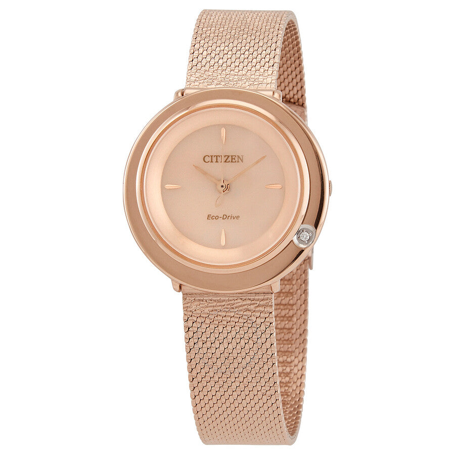 Citizen Eco-Drive Diamond Light Pink Dial Ladies Watch EM0643-84X - The Watches Men & Co