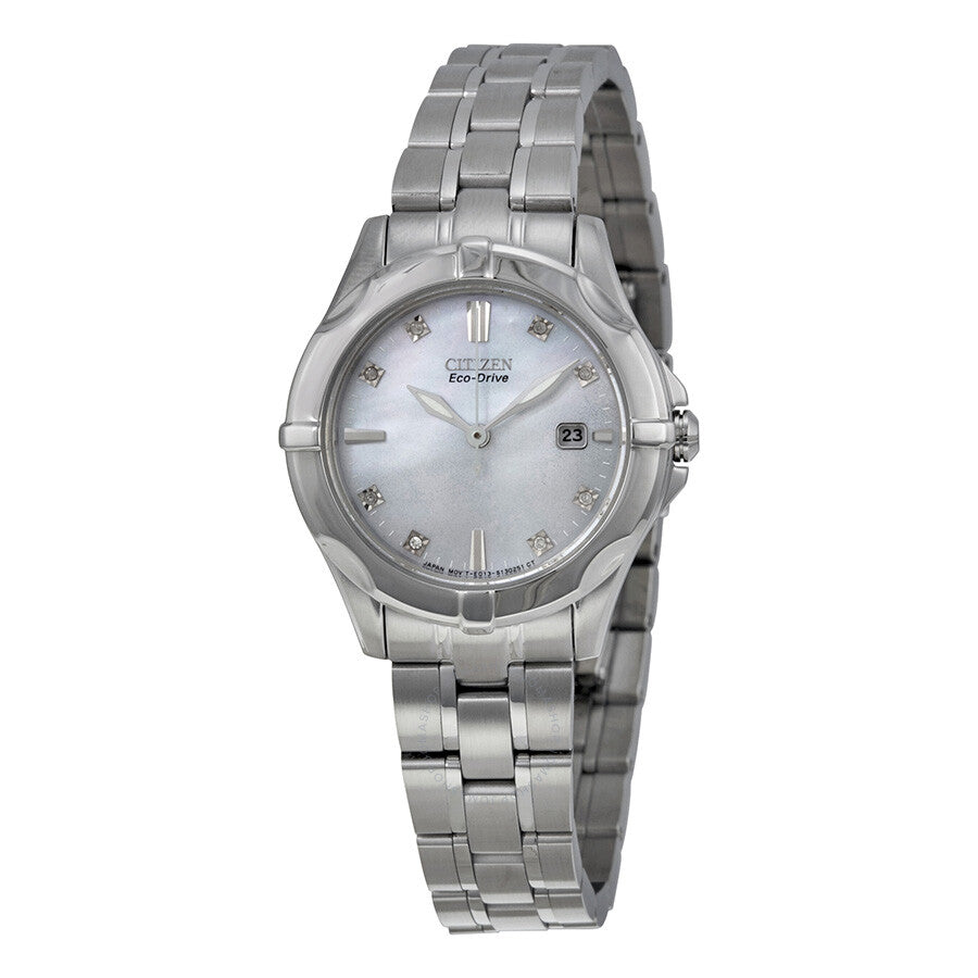 Citizen Eco-Drive Diamond Mother of Pearl Dial Ladies Watch EW1930-50D - The Watches Men & Co