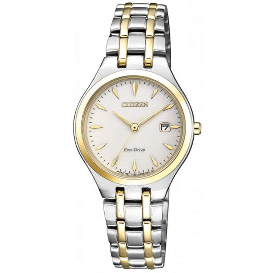 Citizen Eco-Drive Ivory White Dial Two-tone Ladies Watch EW2484-82B - The Watches Men & Co