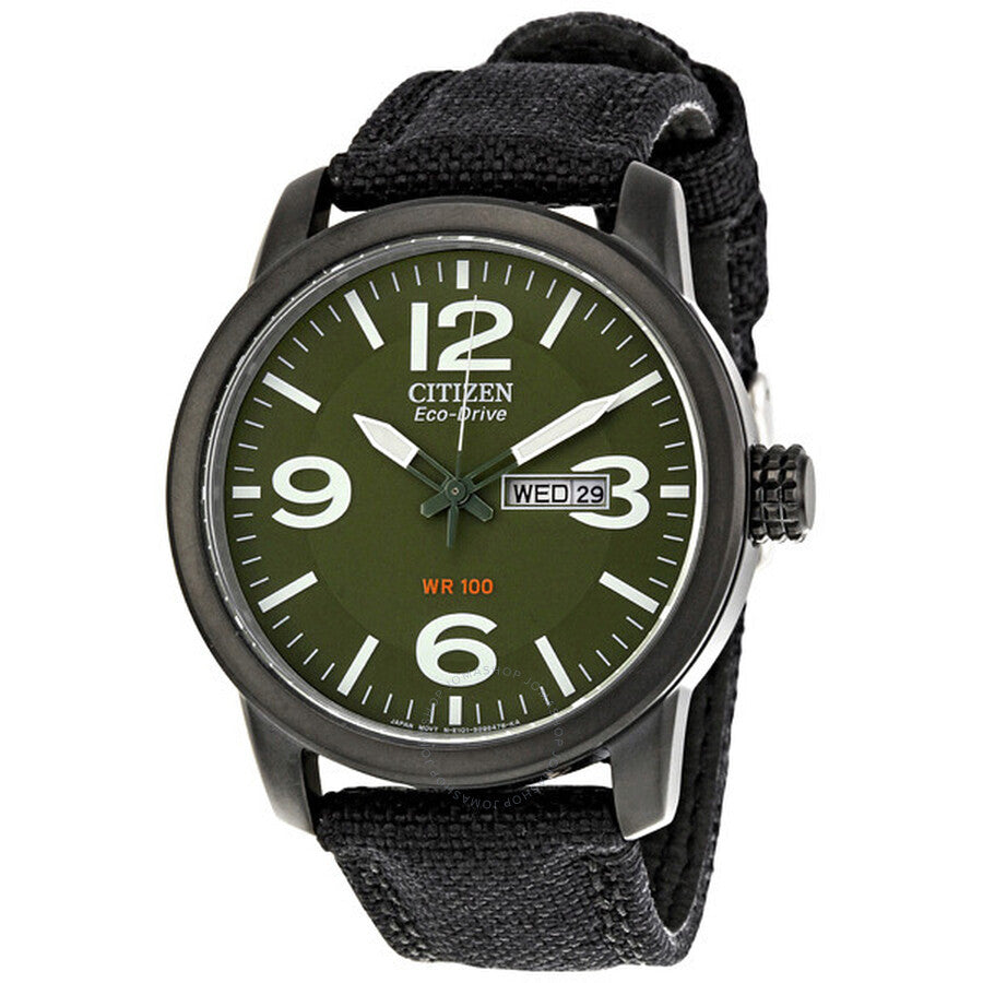 Citizen Eco-Drive Military Black-plated Steel Canvas Strap Men's Watch BM8475-00X