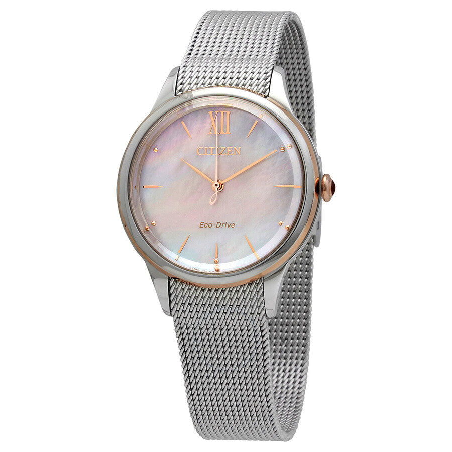 Citizen Eco-Drive Mother-of-Pearl Dial Ladies Watch EM0816-88Y - The Watches Men & Co
