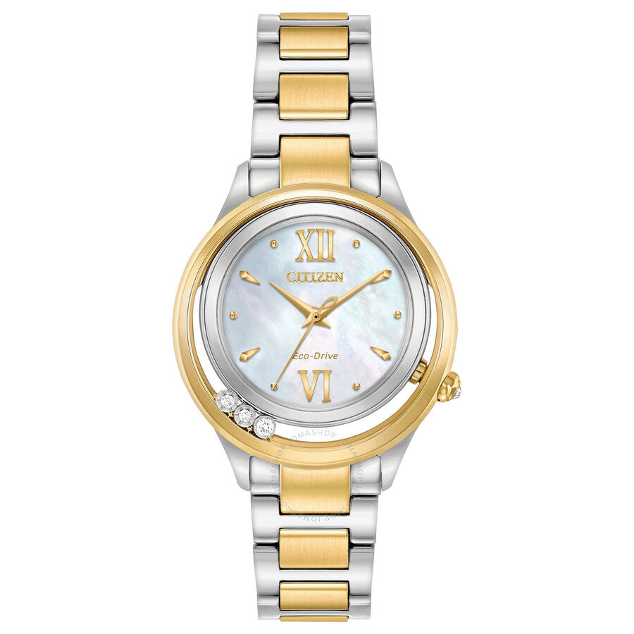 Citizen Eco-Drive Mother of Pearl White Dial Ladies Watch EM0514-52D - The Watches Men & Co