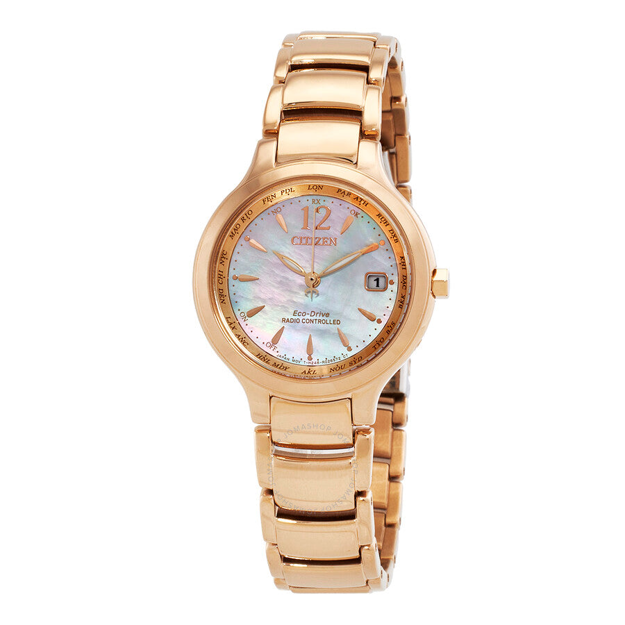 Citizen Eco-Drive Perpetual World Time Mother of Pearl Dial Ladies Watch EC1173-87Y - The Watches Men & Co