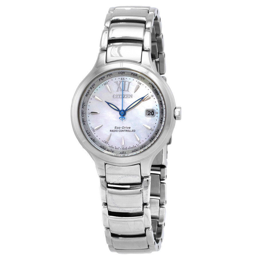 Citizen Eco-Drive Perpetual World Time Mother of Pearl Dial Ladies Watch EC1170-85D - The Watches Men & Co