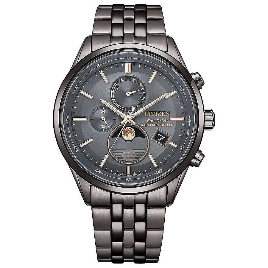 Citizen Eco-Drive Radio-Controlled Moon Phase Grey Dial Men's Watch BY1037-51H - The Watches Men & Co