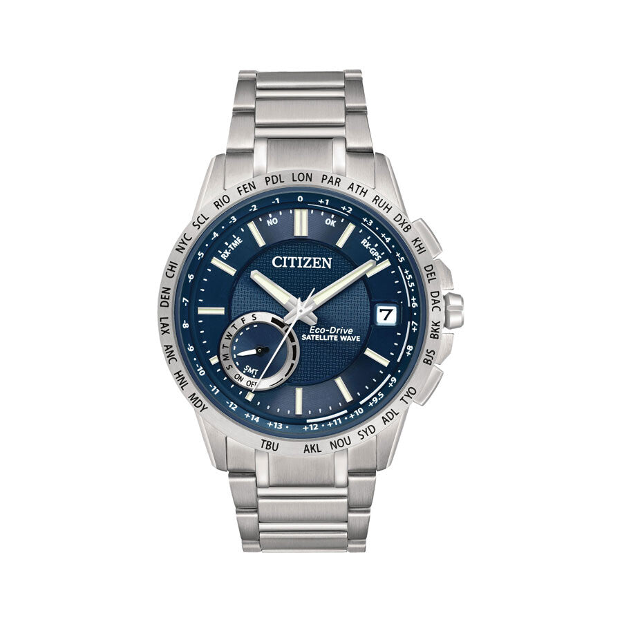 Citizen Eco-Drive Satellite Wave Blue Dial Stainless Steel Men's Watch CC3000-89L - The Watches Men & Co