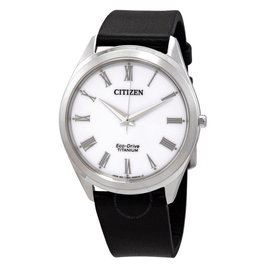 Citizen Eco-Drive Silver Dial Black Leather Men's Watch BJ6520-15A - The Watches Men & Co