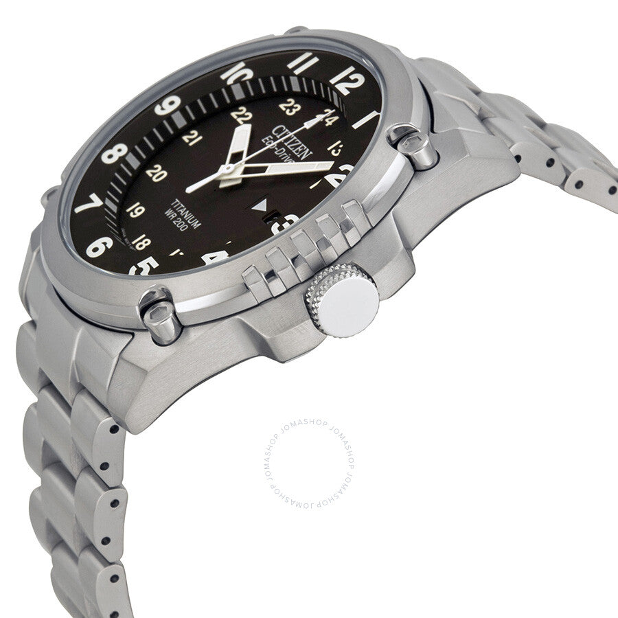 Citizen Eco Drive STX43 Black Dial Titanium Men's Watch BJ8070-51E