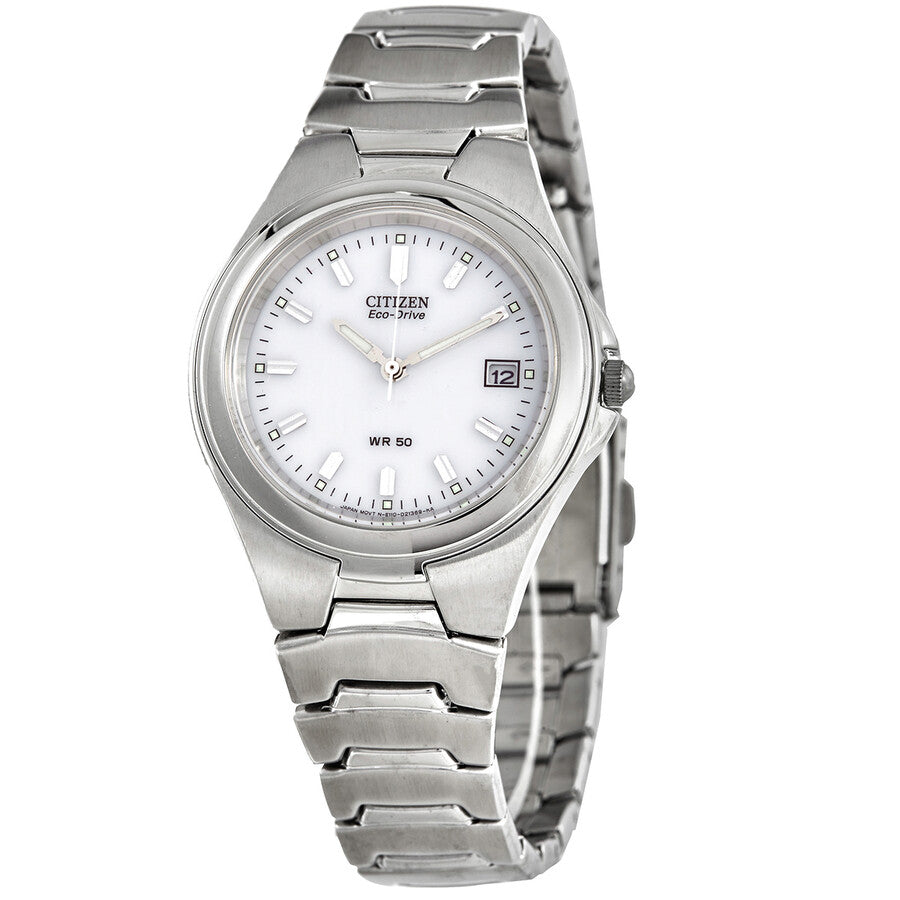 Citizen Eco-Drive Reloj de acero inoxidable de 35 mm con esfera blanca BM0530-58A