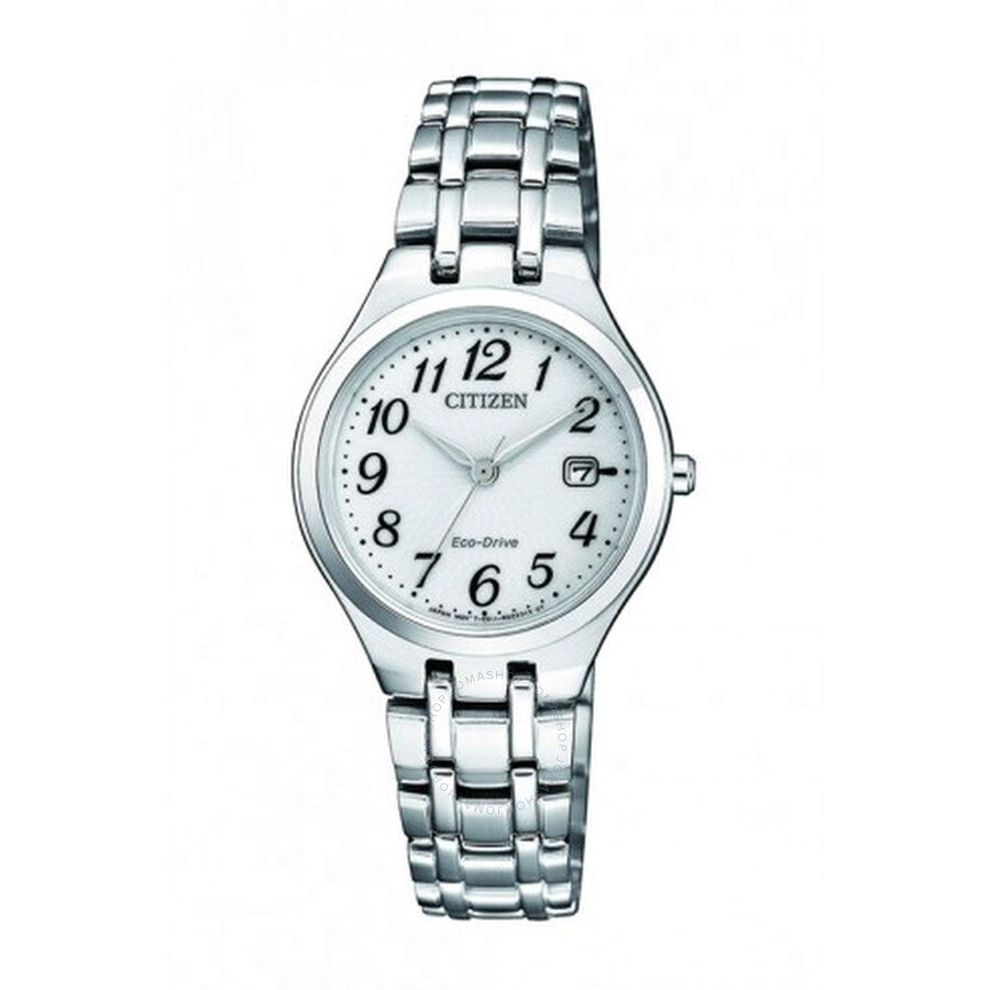 Citizen Eco-Drive White Dial Stainless Steel Ladies Watch EW2480-83A - The Watches Men & Co