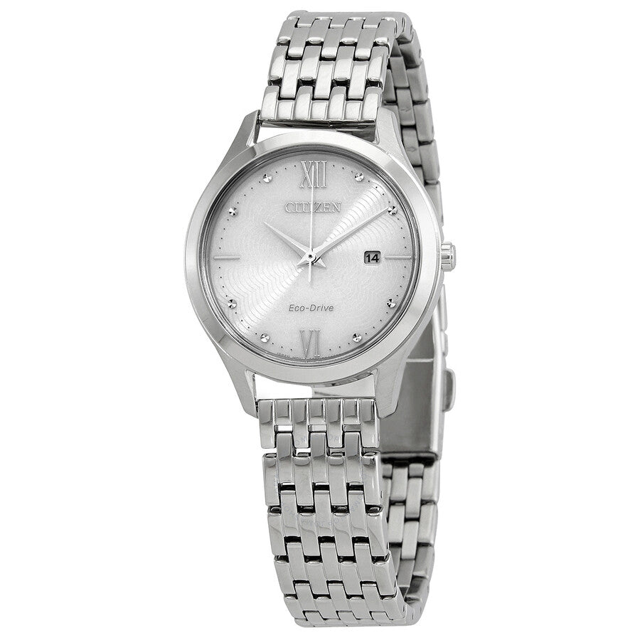 Citizen Eco-Drive White Dial Stainless Steel Ladies Watch EW2530-87A - The Watches Men & Co