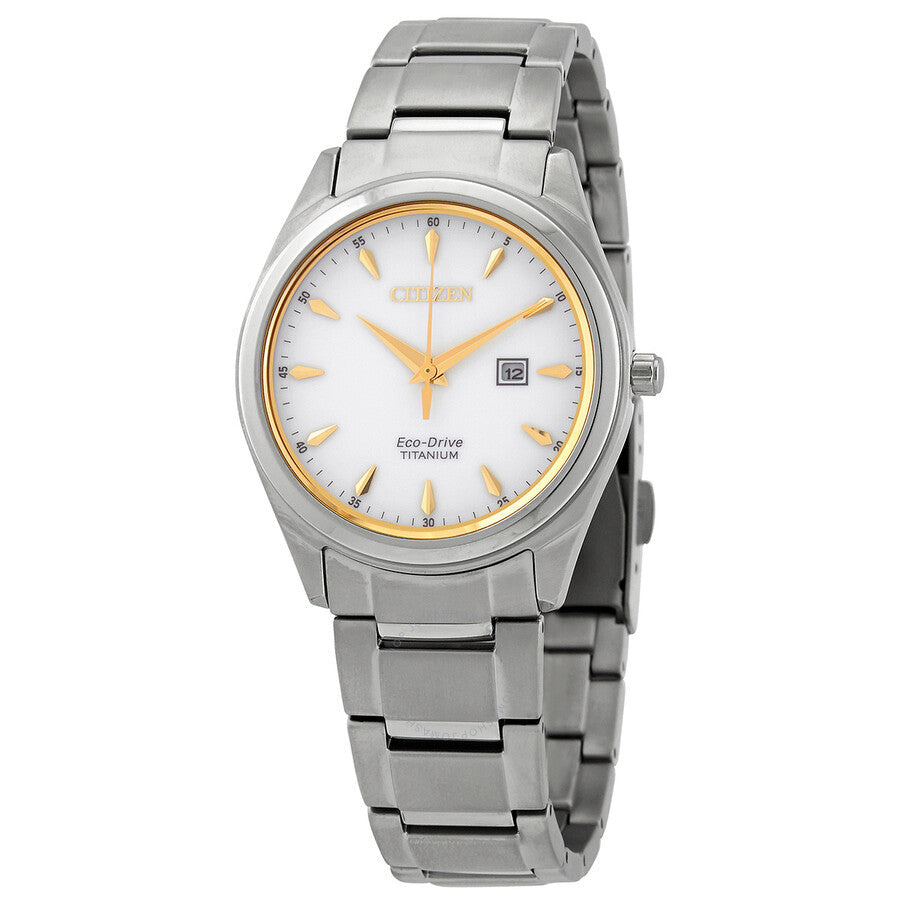 Citizen Eco-Drive White Dial Titanium Ladies Watch EW2470-87B - The Watches Men & Co