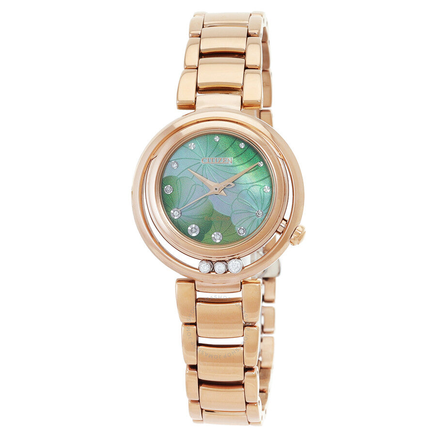 Citizen L Eco-Drive Diamond Green Mother of Pearl Dial Ladies Watch EM1113-82Y - The Watches Men & Co