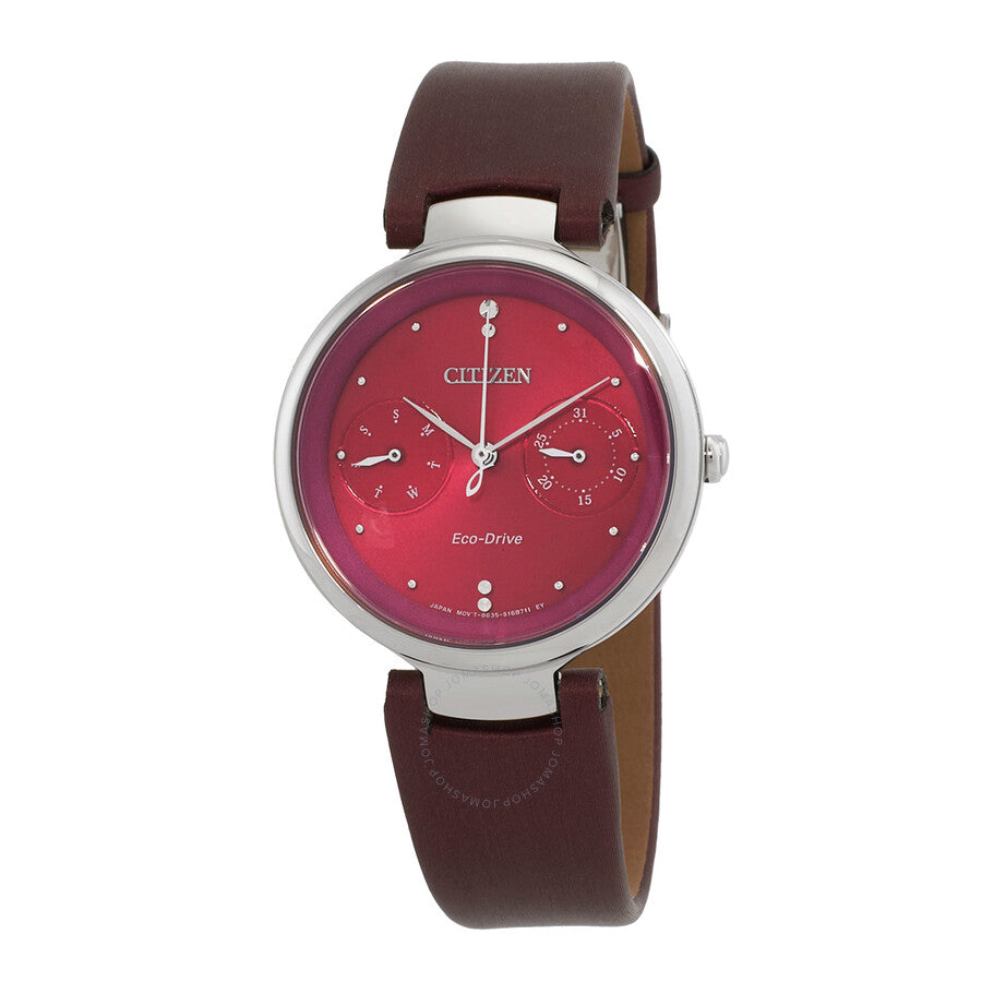 Citizen L Eco-Drive Red Dial Ladies Watch FD1100-10X - The Watches Men & Co