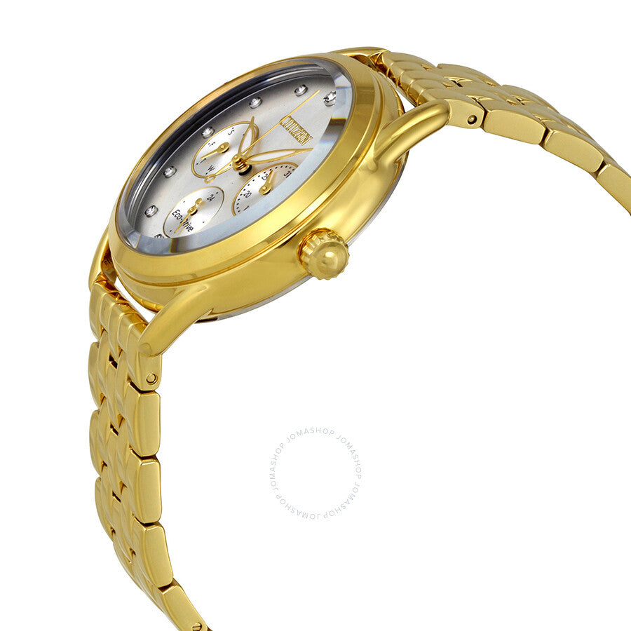 Citizen LTR Crystal Silver Dial Yellow Gold-tone Ladies Watch FD2052-58A