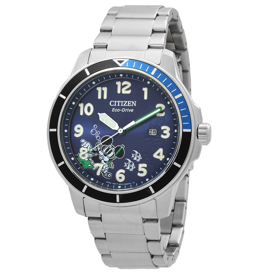 Citizen Mickey Water Sport Eco-Drive Blue Dial Men's Watch AW1529-81W - The Watches Men & Co