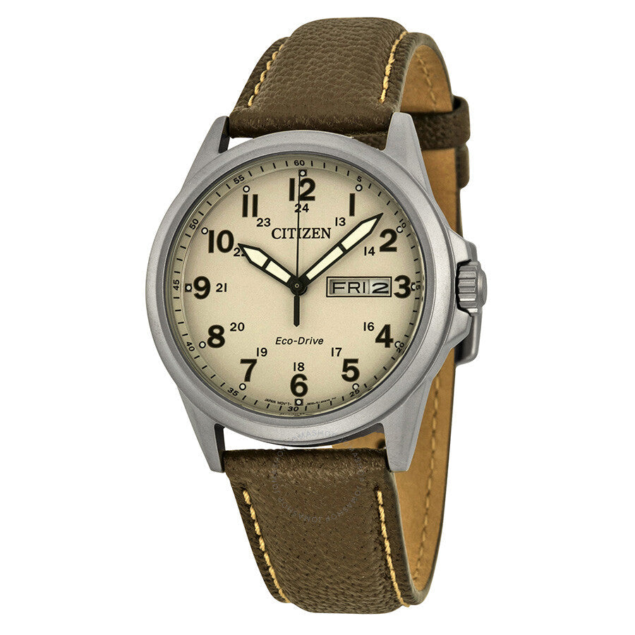 Citizen Military Eco-Drive Sandy Dial Men's Watch AW0040-19X - The Watches Men & Co