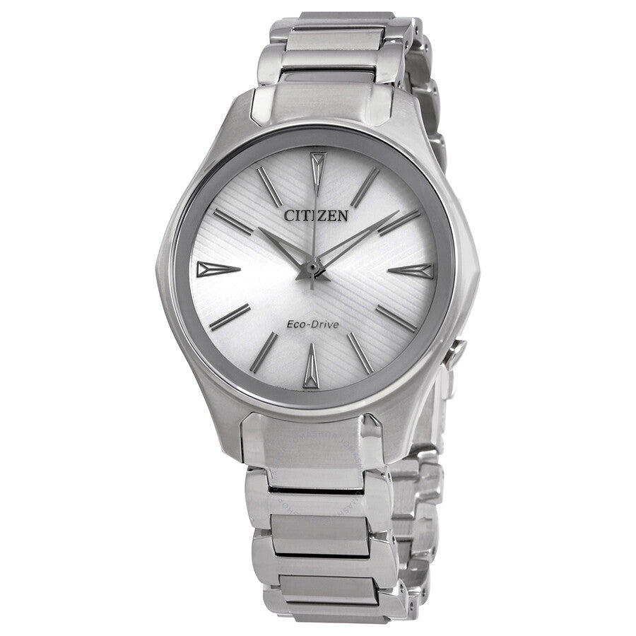 Citizen Modena Eco-Drive Reloj de acero inoxidable para mujer con esfera plateada EM0590-54A