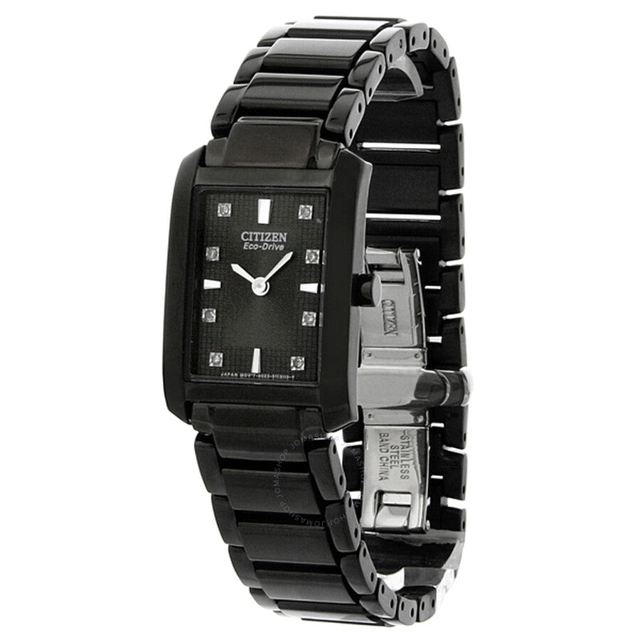 Reloj Citizen Palidoro Diamond Black Dial Black IP Acero Inoxidable Mujer EX1077-51E
