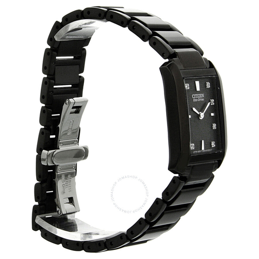Reloj Citizen Palidoro Diamond Black Dial Black IP Acero Inoxidable Mujer EX1077-51E