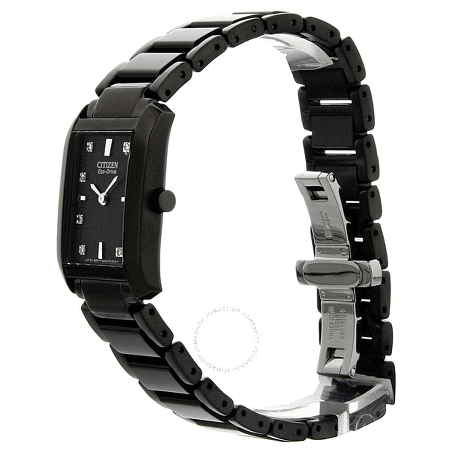 Reloj Citizen Palidoro Diamond Black Dial Black IP Acero Inoxidable Mujer EX1077-51E
