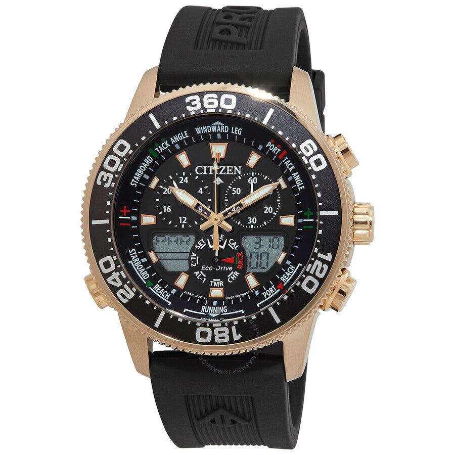 Citizen Perpetual Alarm World Time Chronograph Analog-Digital Black Dial Men's Watch JR4063-12E - The Watches Men & Co