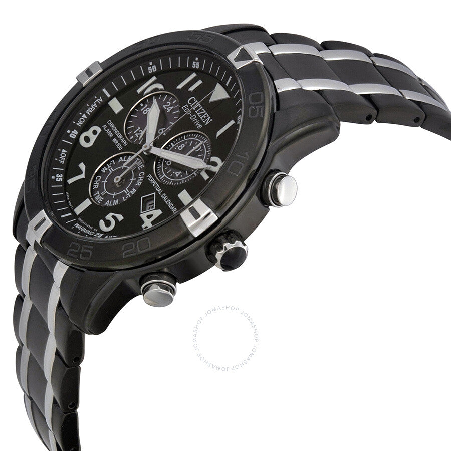 Citizen Perpetual Calendar Eco-Drive Chronograph Black IP Stainless Steel Men's Watch BL5478-55E