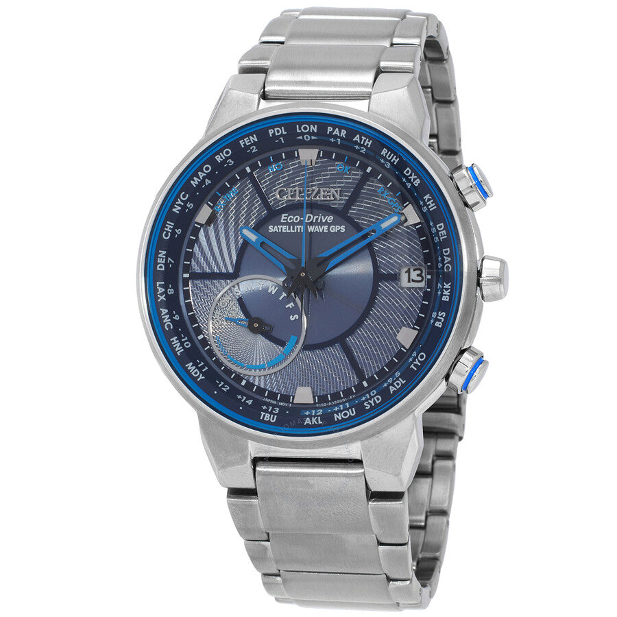 Citizen Perpetual World Time Satellite Wave Eco-Drive Blue Dial Men's Watch CC3030-53L - The Watches Men & Co