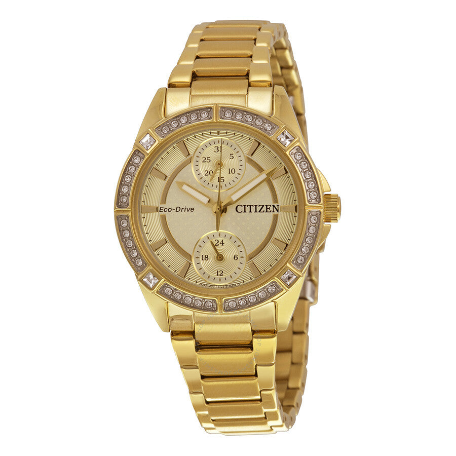 Citizen POV Eco-Drive Champagne Dial Gold-tone Ladies Watch FD3002-51P