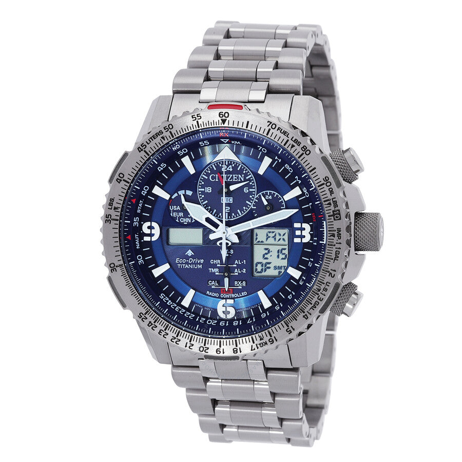 Citizen Promaster Sky Perpetual Alarm World Time Chronograph Analog-Digital Blue Dial Men's Watch JY8100-80L - The Watches Men & Co