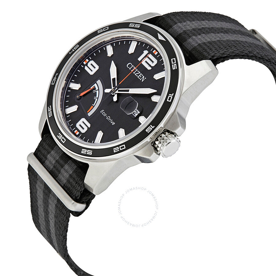 Citizen PRT Black Dial Striped Nylon Men's Watch AW7030-06E