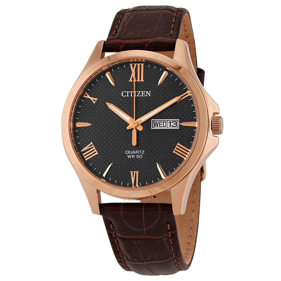 Citizen Quartz Black Dial Brown Leather Men's Watch BF2023-01H - The Watches Men & Co