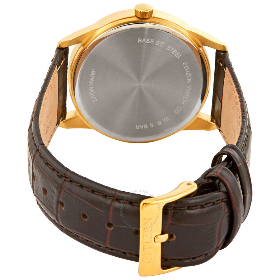 Citizen Quartz Black Dial Dark Brown Leather Men's Watch BI5002-06E