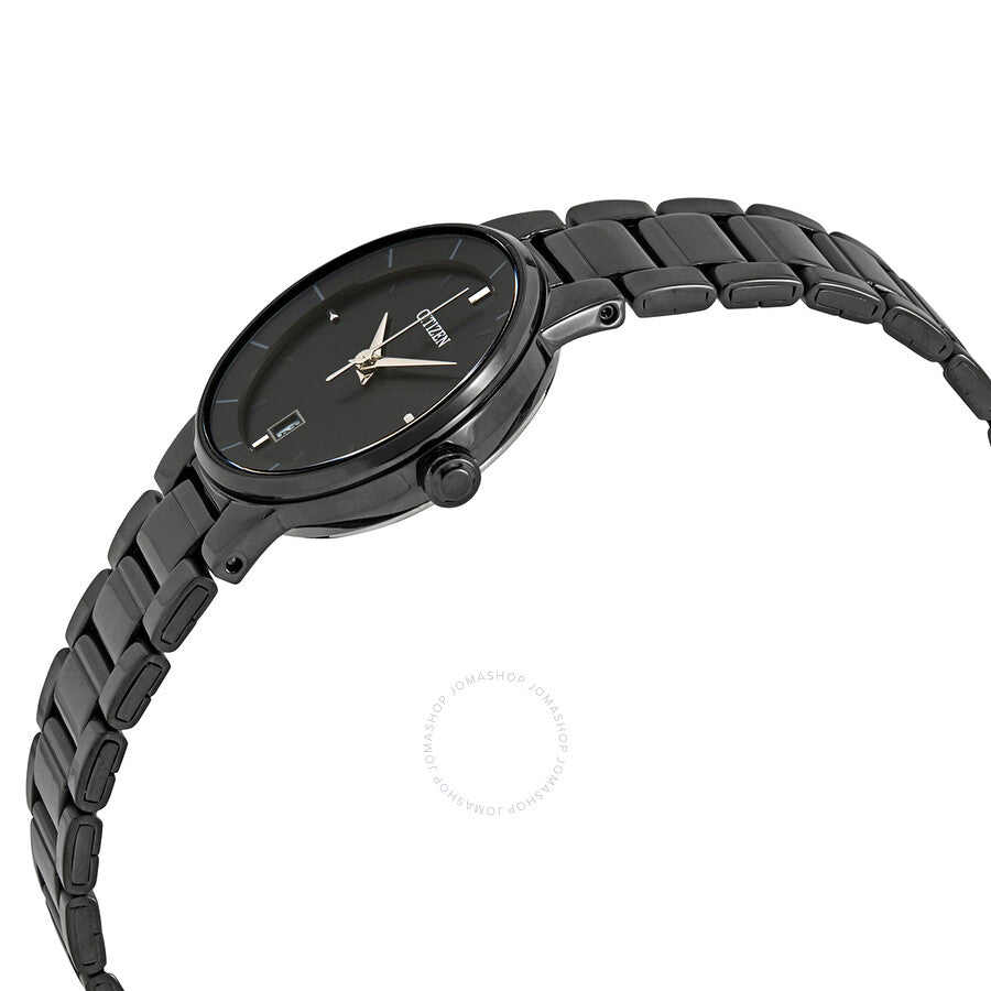 Citizen Quartz Black Dial Black Ion-plated Ladies Watch EU6017-54E