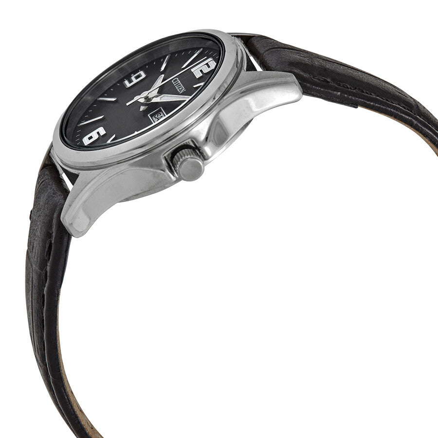 Citizen Quartz Black Dial Black Leather Ladies Watch EQ0591-13E