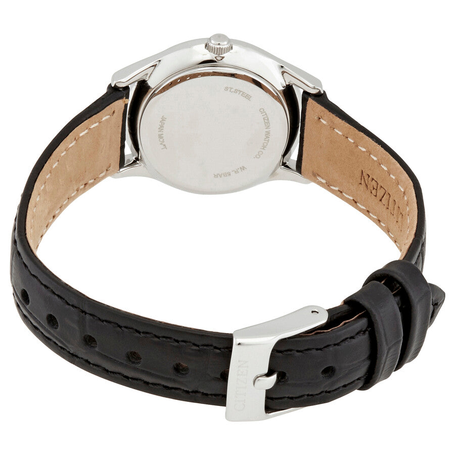 Citizen Quartz Black Dial Black Leather Ladies Watch ER0201-05E