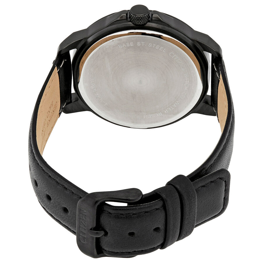 Citizen Quartz Black Dial Black Leather Men's Watch AG8315-04E