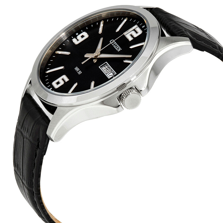 Citizen Quartz Black Dial Black Leather Men's Watch BF2001-04E