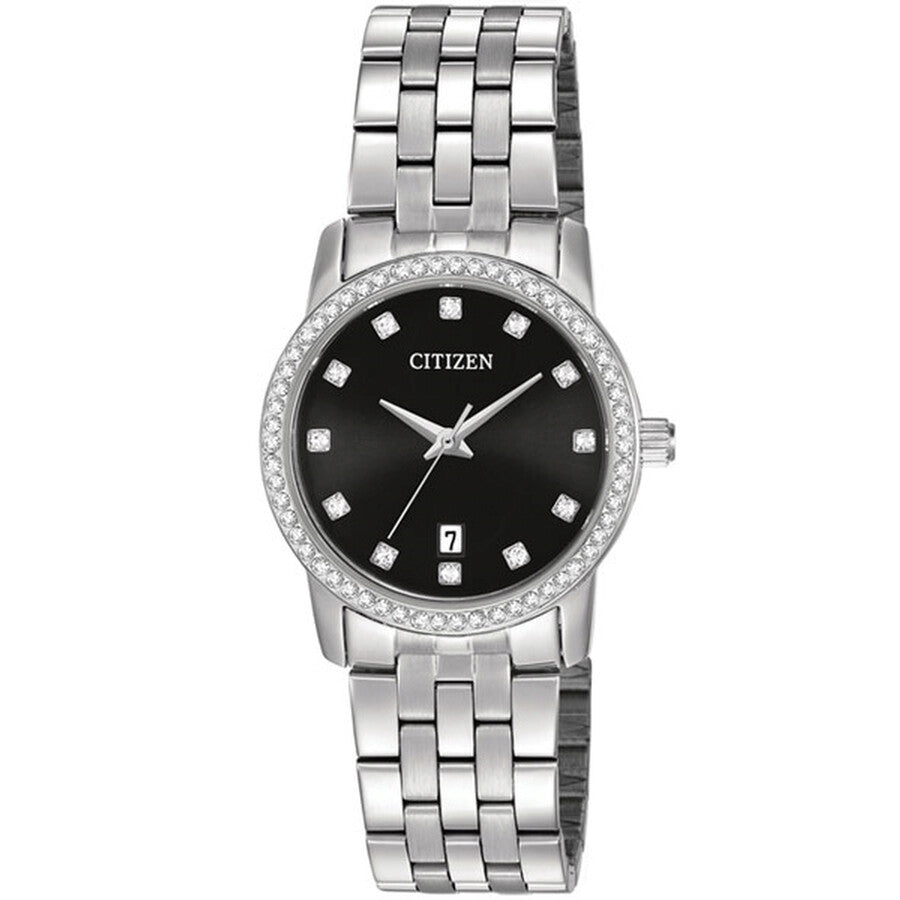 Citizen Quartz Crystal Black Dial Ladies Watch EU6030-56E