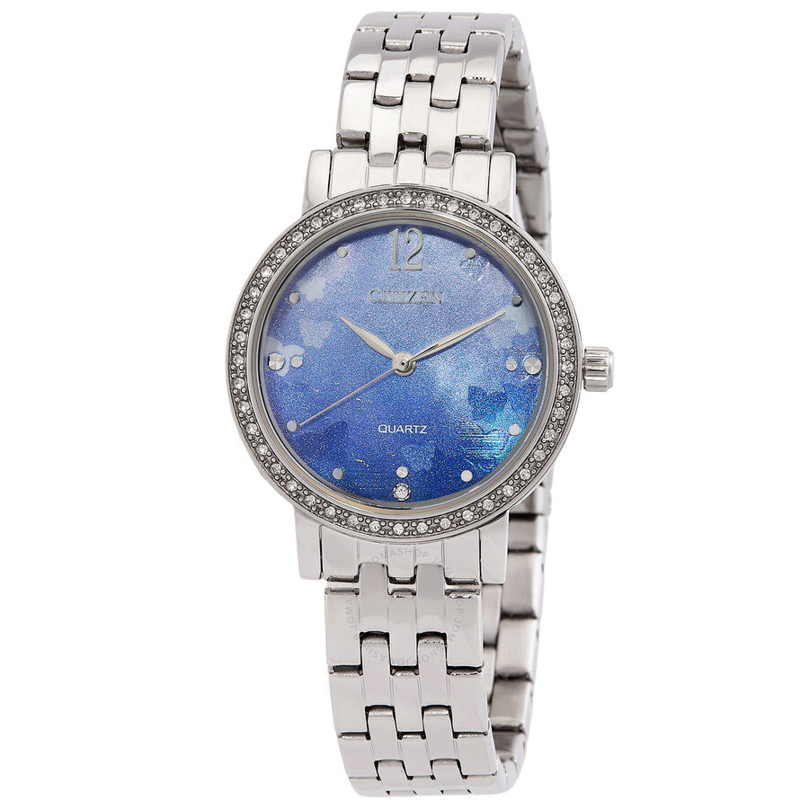 Citizen Quartz Crystal Blue Mother of Pearl Dial Ladies Watch EL3100-55N - The Watches Men & Co