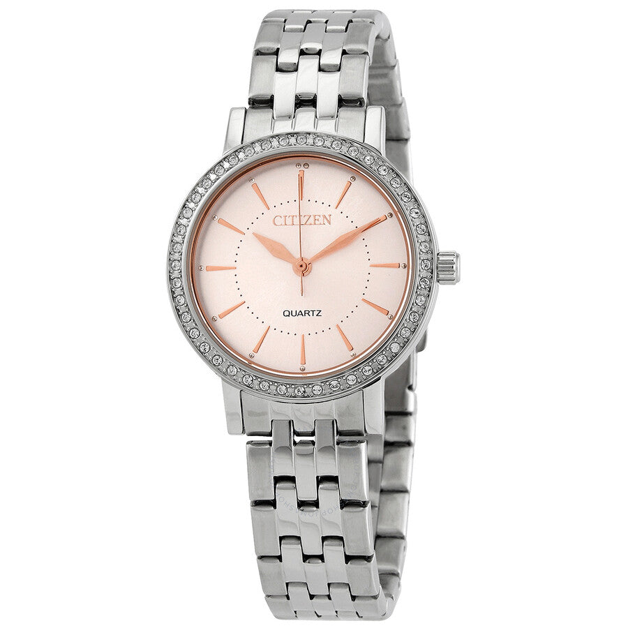 Citizen Quartz Crystal Pink Dial Ladies Watch EL3041-87X - The Watches Men & Co