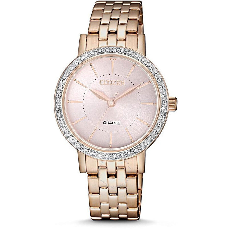 Citizen Quartz Crystal Pink Dial Ladies Watch EL3043-81X - The Watches Men & Co