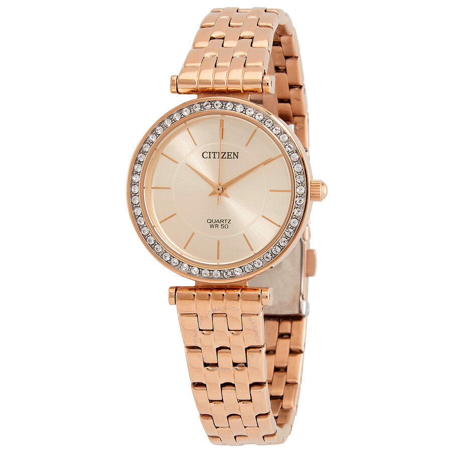Citizen Quartz Crystal Rose Dial Rose Gold-tone Ladies Watch ER0213-57X - The Watches Men & Co