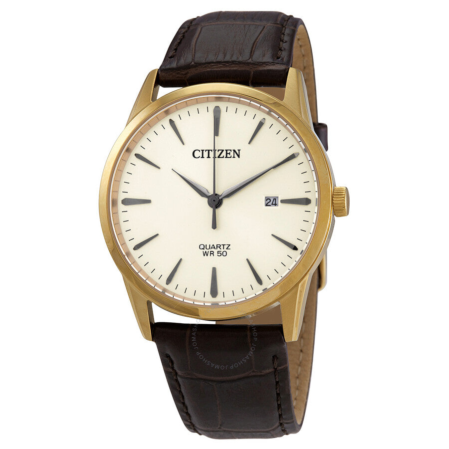 Citizen Quartz Gold Dial Brown Leather Men's Watch BI5002-14A - The Watches Men & Co